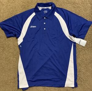 ASICS Polo Short Sleeve Blue Shirt Mens Size M